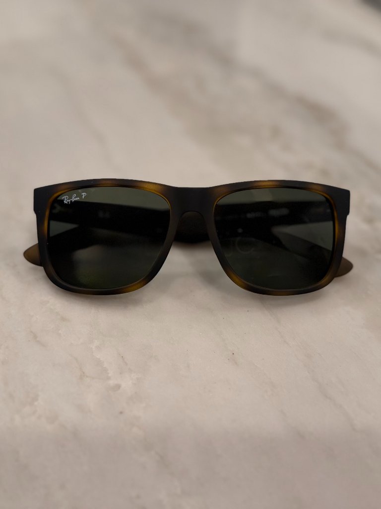 Ray-Ban Rb4165 Justin Polarized Sunglasses Tortoise Green Lens 54mm W/ Case